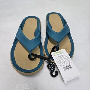 NWT CROCS Swiftwater Wave Flip Flop Sandals Aqua Blue Size 7